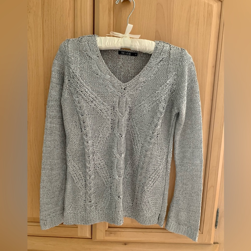 NIC+ZOE Silver Ribbon Sweater